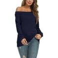 thumbnail image 2 of PPYOUNG Womens Off Shoulder Long Sleeve Blouses Casual Tunic Tops, 2 of 4