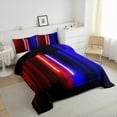 thumbnail image 4 of Feelyou Kids Futuristic Lightning Bedding Comforter Set, Modern Video Gaming Gamer Twin Comforter Sets, Red Blue Stripes Ombre Reversible Bedding Set, Breathable Home Decor, 2-Piece, 4 of 9