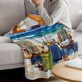 thumbnail image 3 of Coastal Beach Blanket Soft Cozy Warm Throw Blanket for Couch, Plush Fuzzy Flannel Fleece Blankets for Sofa, Summer Ocean Sea Wave Oil Painting Bed Blankets Lightweight Gifts for Women, 32"x48", 3 of 9