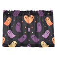 thumbnail image 7 of Yayeee Kitchen Curtains Tier Pair Light Filtering 27"x24" Rod Pocket Short Cafe Window Panel, Halloween Purple Ghosts, 7 of 7