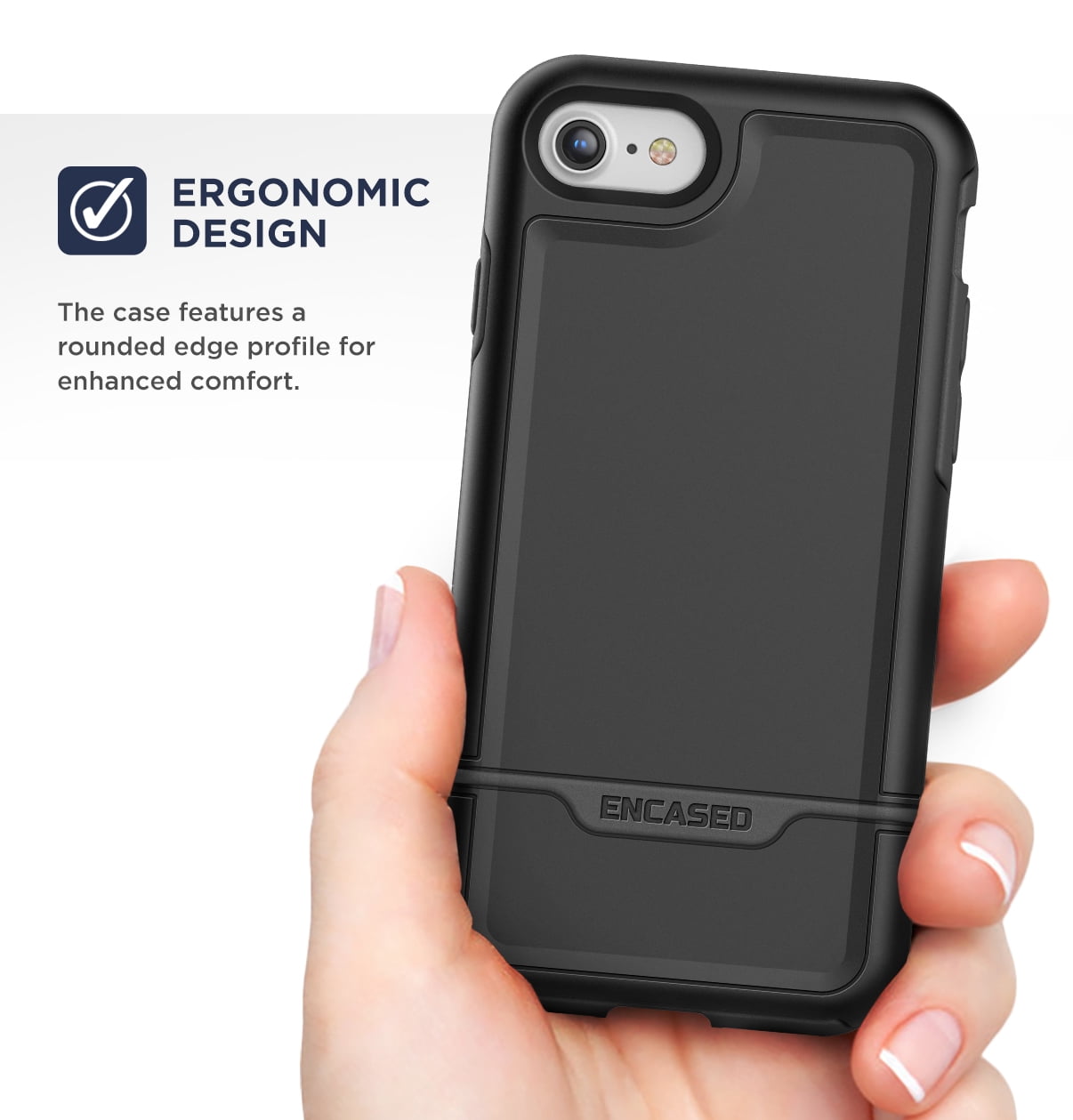 Encased iPhone SE Belt Clip Holster Case (2020/2022 Rebel Armor) Protective Rugged Full Body Cover with Holder (Black)