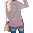 thumbnail image 3 of Womens Casual Long Sleeve Round T Shirts Blouses Sweatshirt Crewneck Pullovers Color Block Long Sleeve Side Split Tunic Tops, 3 of 3