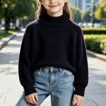 thumbnail image 3 of Afuyipoi Girls High Neck Pullover Sweater 100% Cotton for Kids Size 1-10Y Fall Winter Soft Everyday Wear Purple Size 2T, 3 of 9