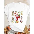 thumbnail image 1 of Camiseta de estilo navideño para mujer, ropa con estampado de dibujos animados, moda para mujer, 1 of 4