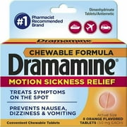 Dramamine Motion Sickness Vomiting & Dizziness Relief Dual Action Tablet, Orange Flavor, 8ct, 5-Pack
