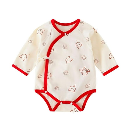 

Newborn Single Breasted Clothes Spring And Summer Bag Fanny Clothes Baby Cotton Clothes Baby Triangle Climbing Suit 6-9 Months