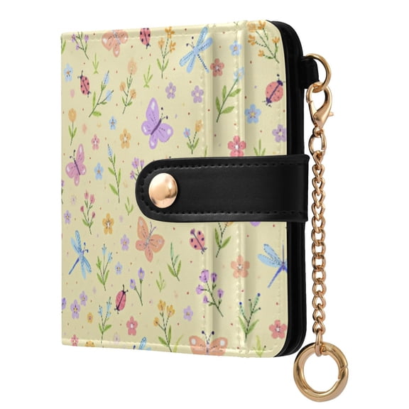 Womens Wallet PU Leather Bifold Small Purse with RFID Blocking Credit Card Holder Butterfly Floral Pattern