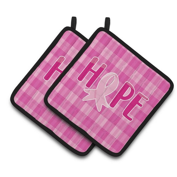 Breast Cancer Awareness Ribbon Hope Pair of Pot Holders