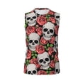 thumbnail image 6 of Lsque Skull and Roses Print Men's Cotton Blend Sleeveless Muscle Shirts (S-3XL)- Moisture Wicking, Odor Protection, UPF 30+,XX-Large, 6 of 8