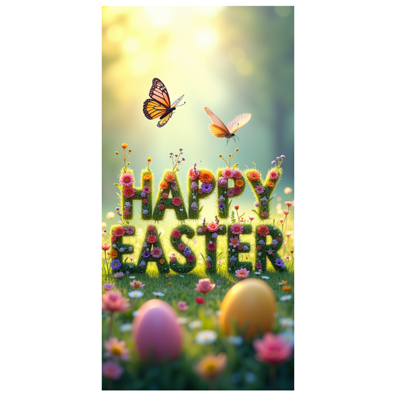 Floral Design Easter Bunny Happy Easter Banner Party Decoration Background for Easter Celebrations Easter Egg Hunts Photography Props Family Gatherings