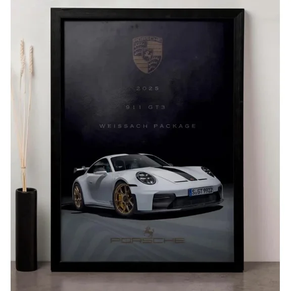 Kna Prints - 2025 Porsche 911 Gt3 Weissach Package Poster For Home Decor, Living Room, Bedroom, Office, UNFRAMED-8x12