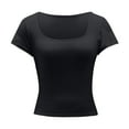 thumbnail image 3 of ZOHIUM Womens Blouse Tshirts Women's Square Neck Going Out Tops Short Sleeve Slim Fitted T Shirts Casual Basic Crop Tops Casual Tops Tshirts for Women Blouses Tshirts Summer Women (Black,M), 3 of 5