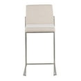 thumbnail image 3 of Fuji Contemporary High Back Counter Stool In Stainless Steel And Beige Fabric - Set Of 2, 3 of 8