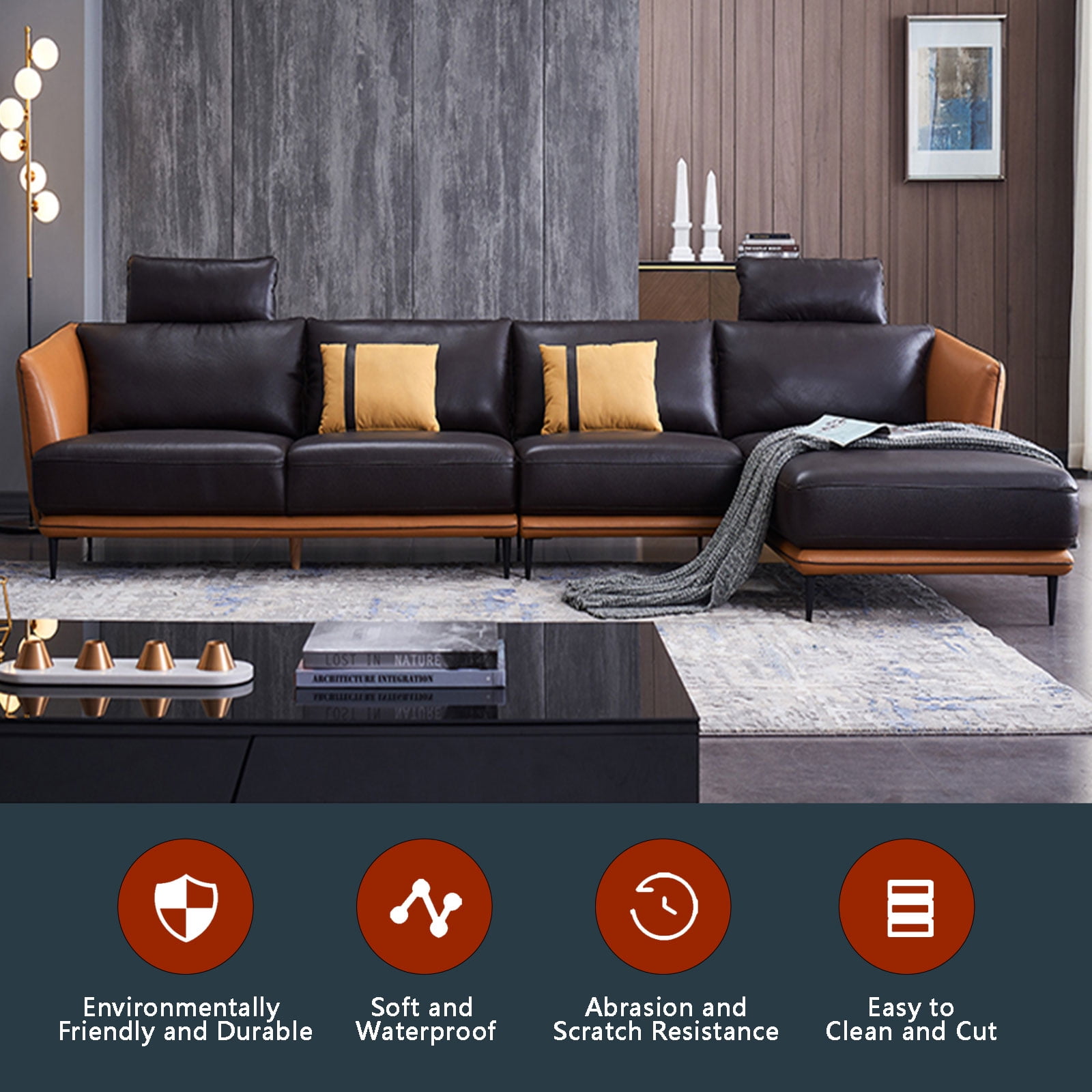 Soft Waterproof PU Faux Leather Fabric Marine Synthetic Material Easy to Clean and Tear Resistant for Cover, Repair, Renovate