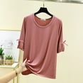 thumbnail image 2 of Annhoo Pajama Tops for Women Loose Ruffled Solid Color Crewneck Cute Short Sleeve Shirts Comfortable Clothes, 2 of 9