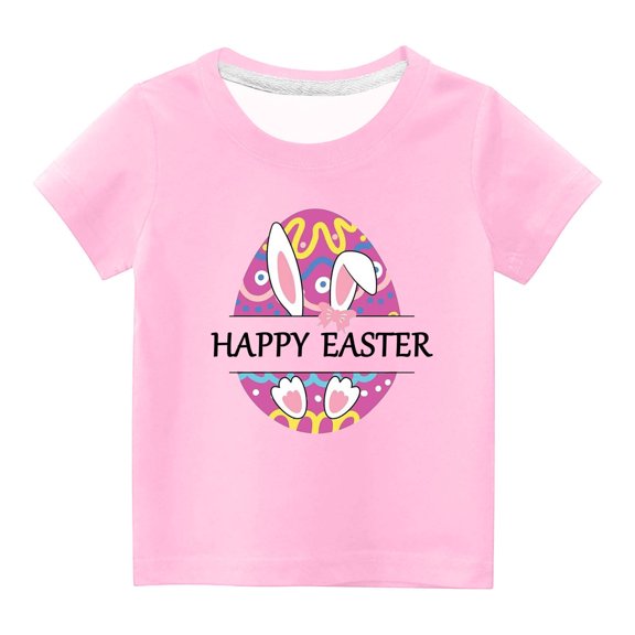 Jgppe Boys Girls Easter T-Shirt Casual Loose Short Sleeves Printed Crewneck Shirt for Toddler Kids 3-14 Years