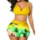 thumbnail image 1 of Txlixc Traje de baño de 2 piezas para mujeres, vestido de bikini de color sólido + falda de hoja de loto Txlixc  moda, 1 of 5