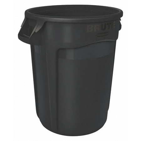 Rubbermaid BRUTEĀ® 10 gal. Round Open Top Utility Trash Can, 17"H, Black 1926827