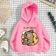 thumbnail image 3 of lnmuld Girls Cute Hoodies Capybara Print Hooded Sweatshirt Loose Fit Long Sleeve Casual Top Soft Comfortable Autumn Winter Outfits for Kids Size:6-7 Years, 3 of 4