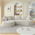 thumbnail image 4 of FFH 121" Modular Sectional Sofa, Oversized L-Shape Cloud Couch, Corduroy Curved Sofa for Living Room, Cream, Left Facing Chaise, 4 of 10