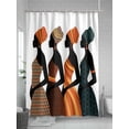 thumbnail image 5 of Fsddascl Black Women Shower Curtain Set - 48" x 72" Washable Bathtub Curtain with 12 Hooks, Abstract Art Nation Orange Geometric Tribal Waterproof Fabric Stall Shower Curtains for Bathroom/Bathtub, 5 of 6