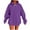 Purple, variant on Cavosen Hoodie for Women Sweatshirt Kangaroo Pockets Athletic Round Neck Long Sleeved Solid Color Top Loose Hooded Sweatshirts