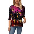 thumbnail image 5 of zaveiop Halloween Shirts for Women 2025 3/4 Length Graphic Sweatshirts 3/4 Length Sleeve Tunic Tops Halloween Gifts Blouse (Hot Pink, XXXL), 5 of 6