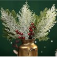 thumbnail image 3 of Nvzi 30 ramas de pino artificiales, tallo de pino de nieve artificial navideño, ramas de pino de nieve artificiales, agujas de pino de nieve en aerosol verde navideño falso (13,8 pulgadas), 3 of 5