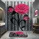 thumbnail image 2 of Juego de baño de 4 piezas, juego de cortinas de ducha con rosas amarillas, juego de cortinas de ducha románticas con alfombras (alfombrilla de baño, alfombrilla en forma de U y alfombrilla para tapa, 2 of 6