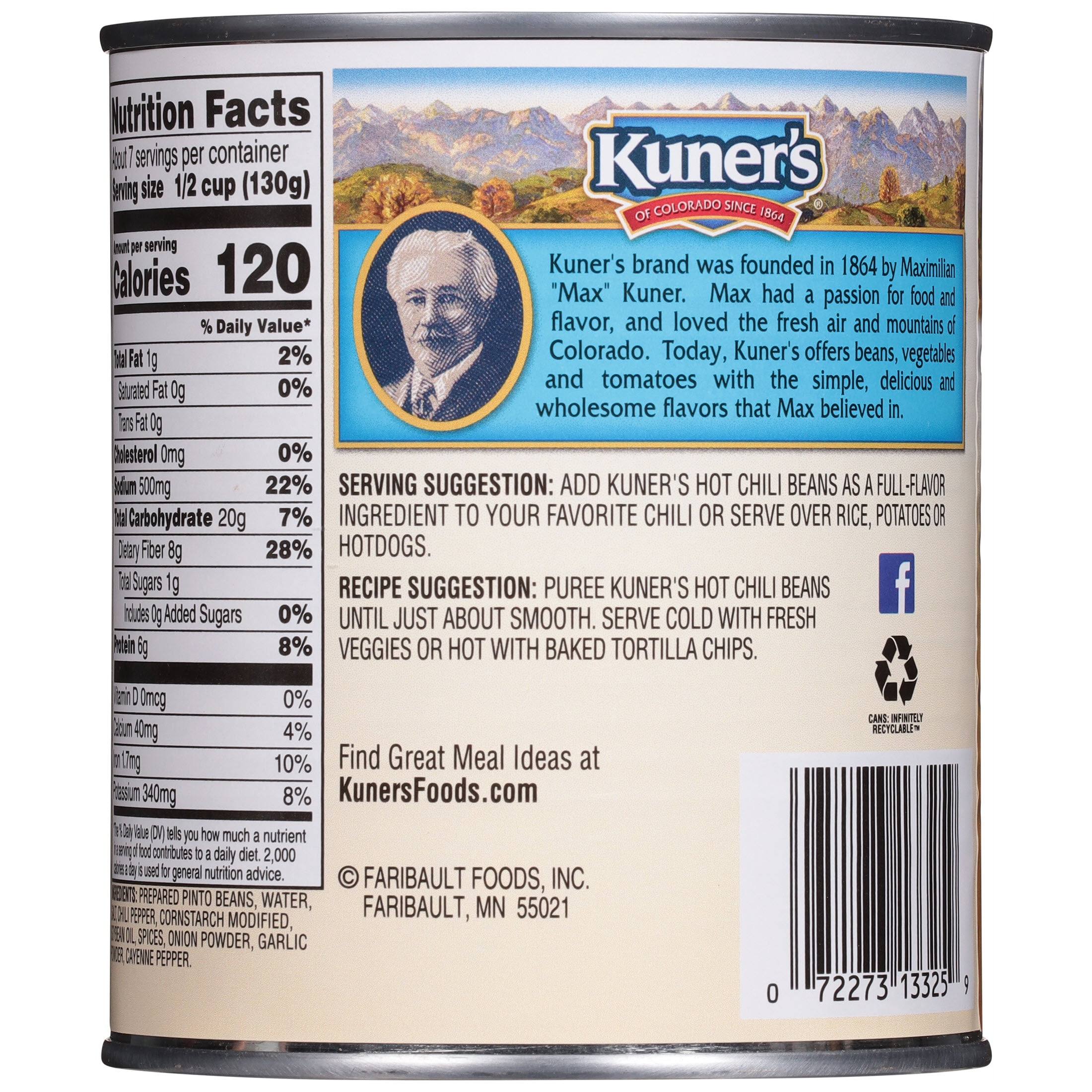 Kuner's Hot Chili Beans in Chili Sauce 30 oz. Can