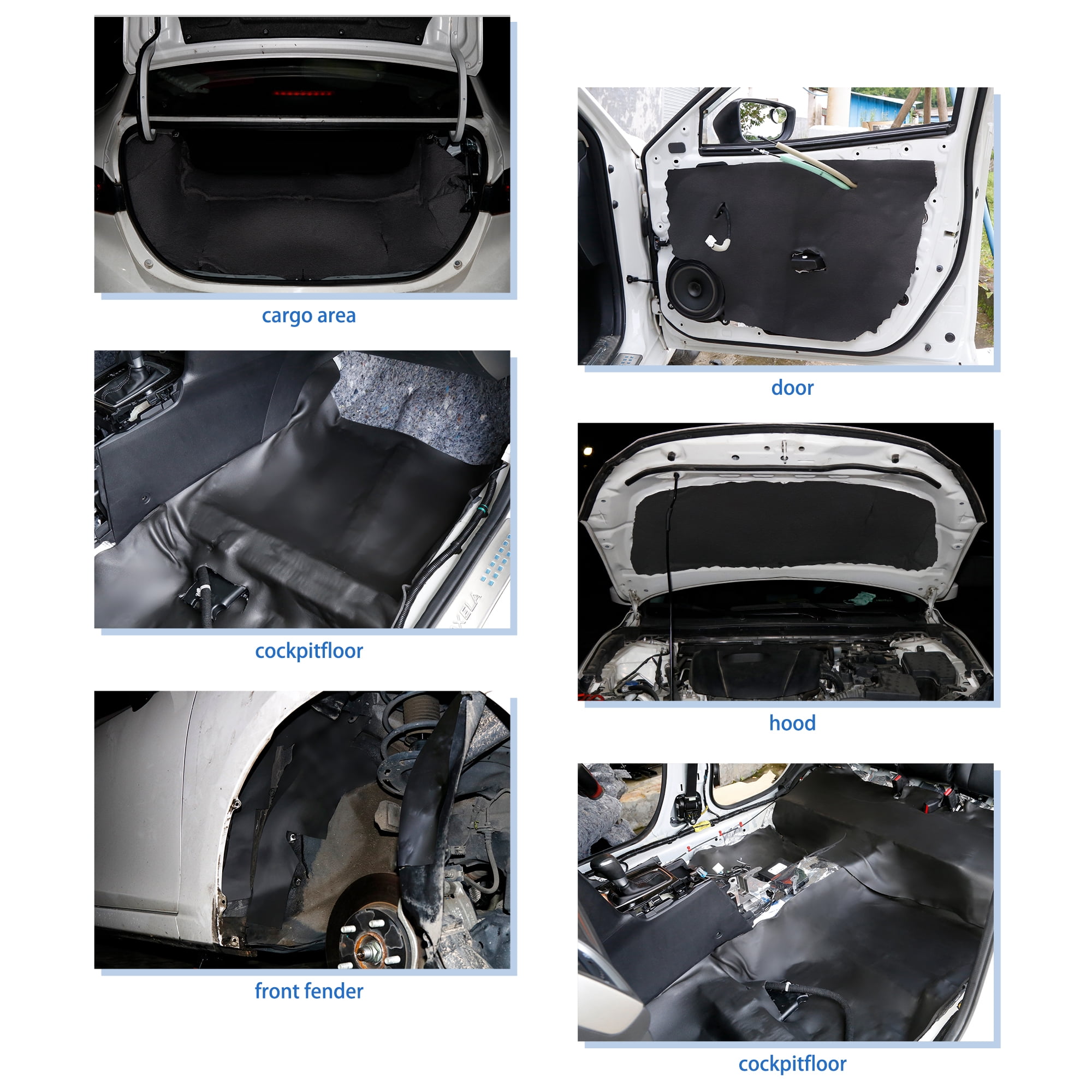 Unique Bargains 394mil Car Cell Foam 10mm Sound Proofing Insulation Deadener Mat