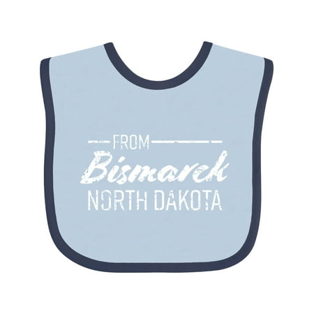 

Inktastic From Bismarck North Dakota in White Distressed Text Gift Baby Boy or Baby Girl Bib
