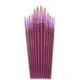 thumbnail image 1 of Pinceles profesionales de nailon con mango morado para pintar, juego de 12 piezas para acuarela y arte acrílico, punta redonda, 1 of 8