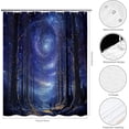thumbnail image 2 of Forest Shower Curtain Abstract Galaxy Shower Curtain Bush Tree Forest Purple Sky Oil Painting Art Style Bathroom Bathtub Waterproof Shower Curtain Set with 12 Hooks 72x72 inches, 2 of 6