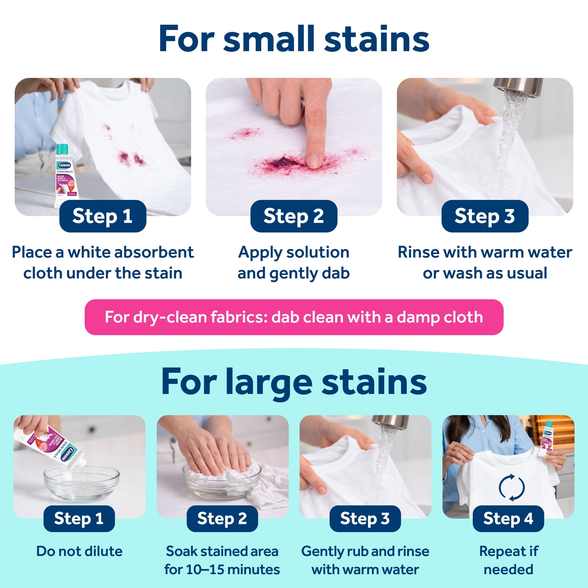 (2 pack) Carbona Stain Devils® #4 | Blood, Dairy & Ice Cream | Professional Strength Laundry Stain Remover | Multi-Fabric Cleaner | Safe On Skin & Washable Fabrics | 1.7 Fl Oz, 1 Pack