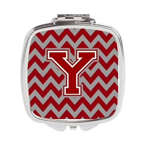 Letter Y Chevron Maroon & White Compact Mirror