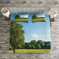 thumbnail image 3 of Ambesonne Forest Quilted Bedspread Set 3 Pcs, Uplifting Nature Photo, King Size, Green Blue, 3 of 3