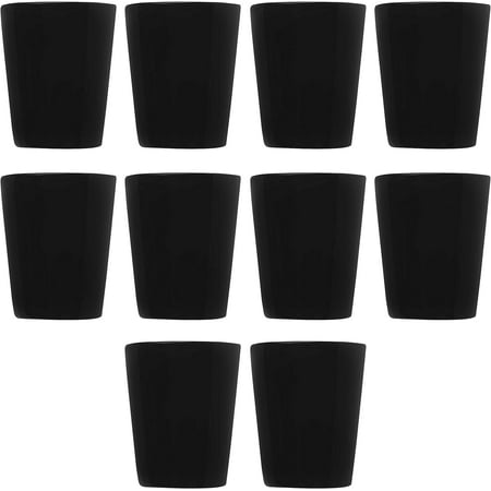 

10 Ceramic Glasses Set 2 Oz. - Glossy Exterior Barware Drinkware - Black