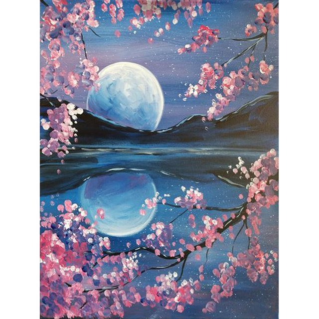 Taladro Diamante Pintura (DE0435) Luna Árbol 5D Completo DIY Punto de Cruz Kit de Mosaico (K450) 20X30cm Hugtrwg Para estrenar