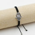 thumbnail image 3 of Letter X Hand of Fatima Bracelet Hamsa Hand Evil Eye Lucky Charm Protection Bracelet Braided String AdjustableY3791-X, 3 of 7