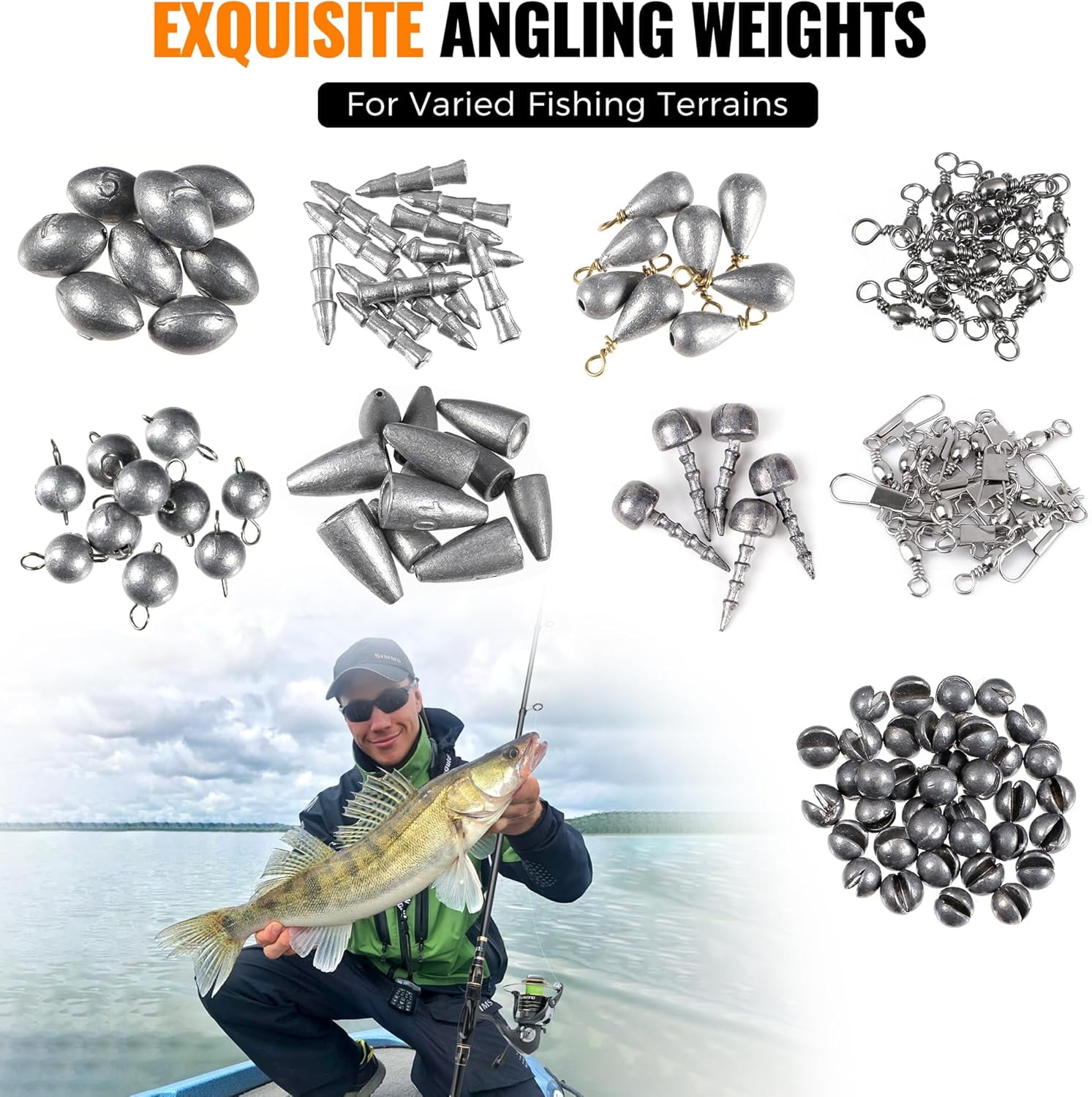 MRSXXNTY 397pcs Fishing Accessories Kit, Organized Fishing Tackle Box with Tackle Included, Fishing Hooks, Fishing Weights Sinkers, Swivels, Beads, Fishing Gear Set Equipment for Bass Trout