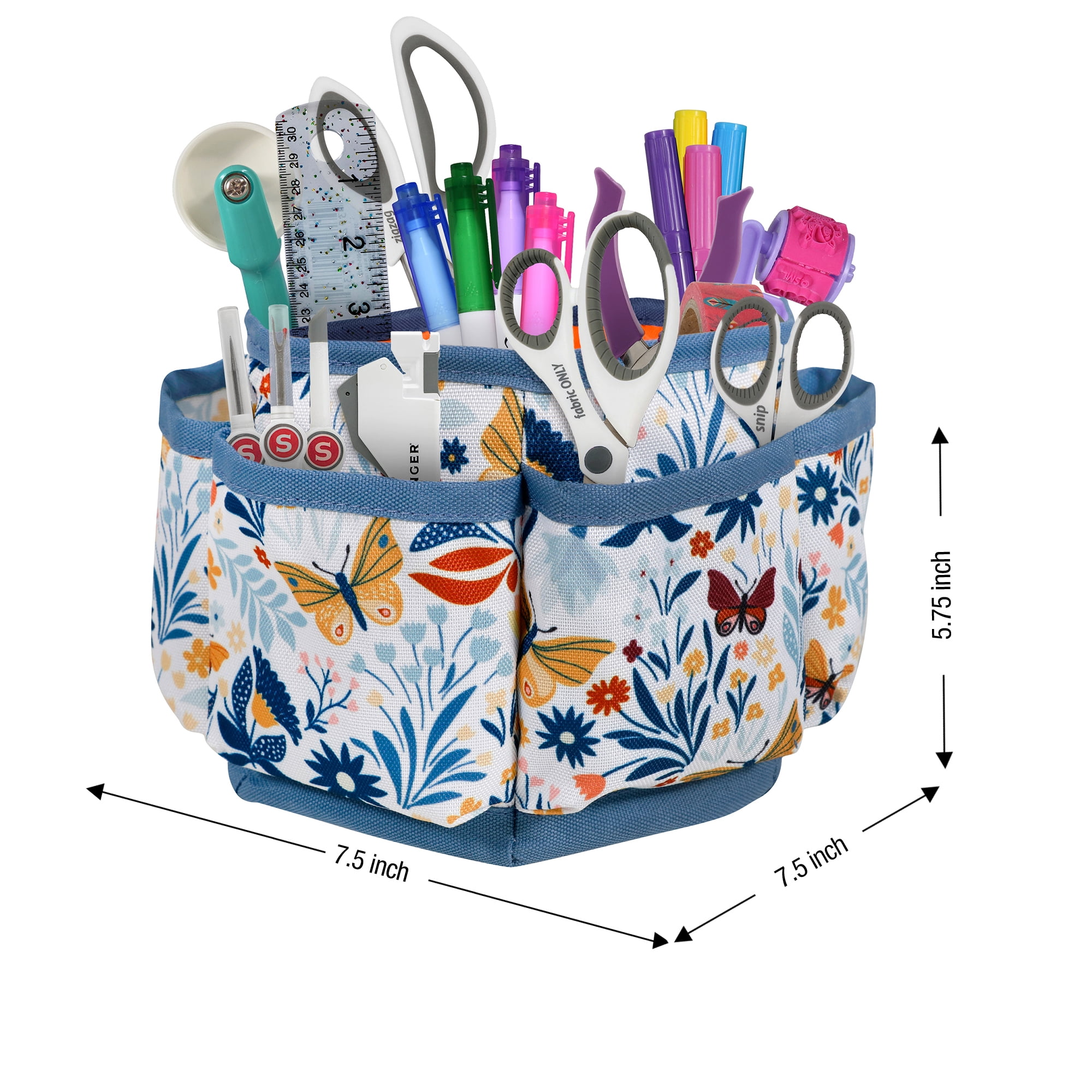 SINGER 360° Rotating Desktop Organizer for Sewing and Craft Supplies, Butterfly Floral Print