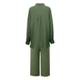 thumbnail image 4 of Soki Ensemble 2 Pcs en Lin pour Femmes Chemise Boutonnée et Pantalon Capri à Cordon Tenues d'Été, 4 of 5