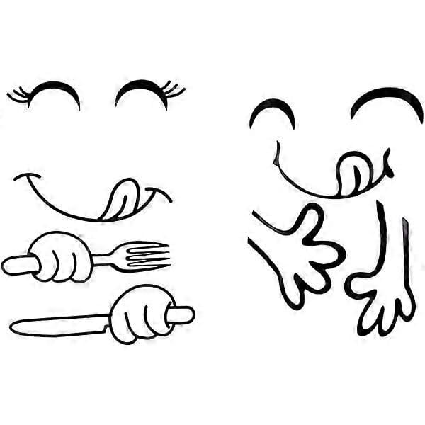 2-pack Cute Refrigerator Stickers Happy Yummy Face Kitchen Refrigerator PVC