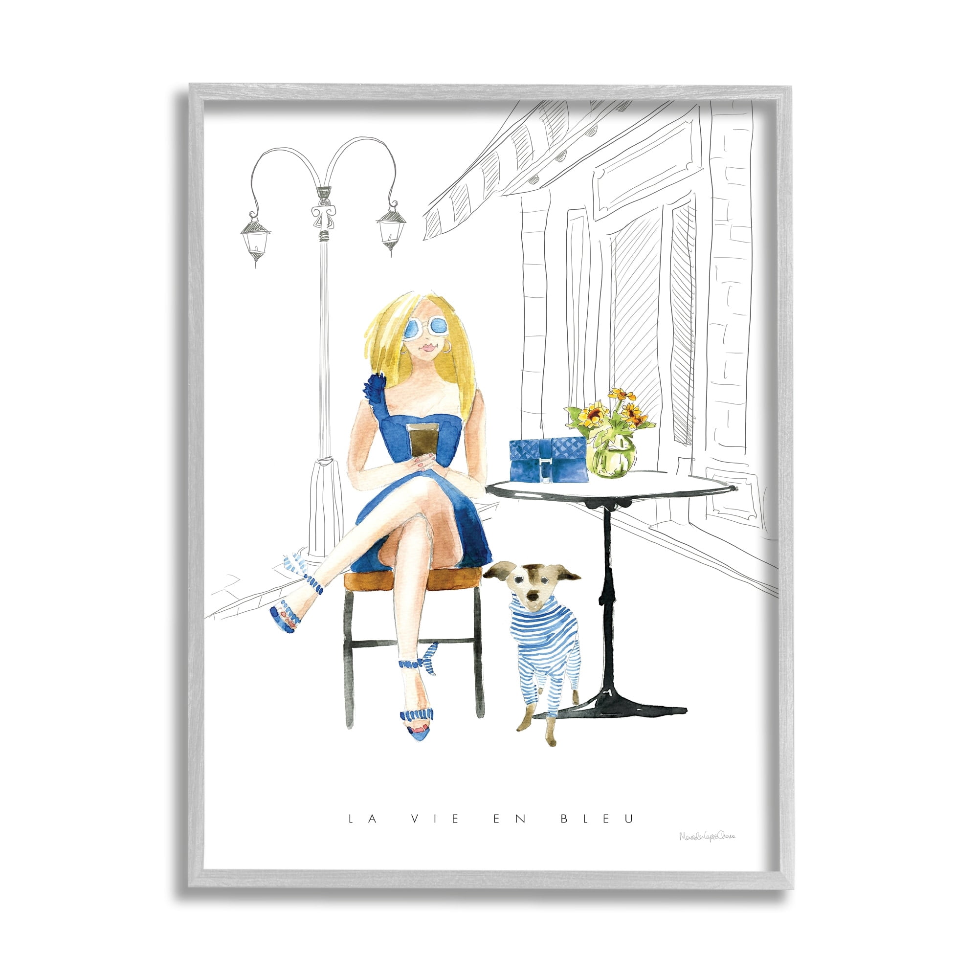 Stupell Industries La Vie En Bleu Parisian Glam Phrase Female, 24 x 30,Design by Mercedes Lopez Charro