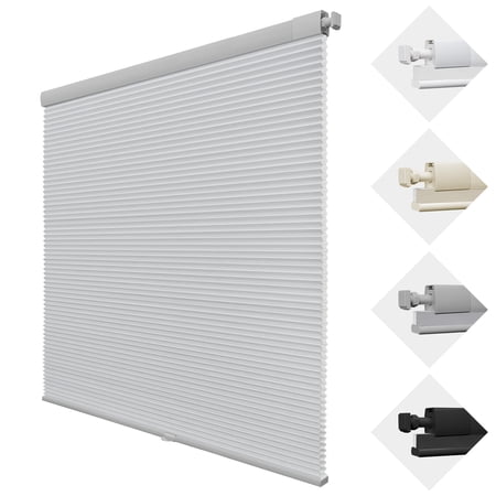 MiLin No Drill Cordless Cellular Shades Color-Matched No Tools Cellular Shades Honeycomb Design Blinds Shades for Window Room Office (Light Filtering Grey, 45 1/4" W X 60" H)