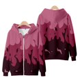 thumbnail image 1 of Sudadera con cremallera para hombre, con estampado 3D en color morado llama y rojo, genial abrigo con cremallera para mujer, ropa de calle, top Kawaii para niños, 1 of 6