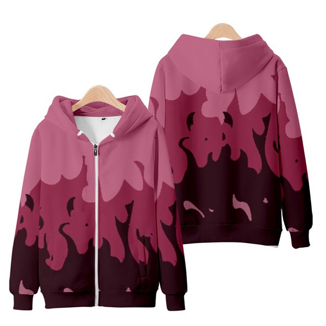 Sudadera con cremallera para hombre, con estampado 3D en color morado llama y rojo, genial abrigo con cremallera para mujer, ropa de calle, top Kawaii para niños