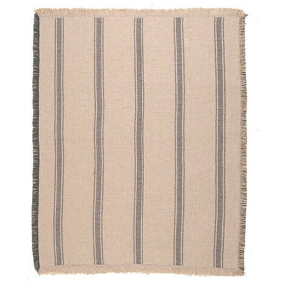 Simply Home Denim Striped Fringed Afghan Throw Blanket 60" x 50"
