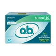 thumbnail image 2 of o.b. Tampons No Applicator, Unscented - 40ct, Applicator-Free Tampons Super, Feminine Care, Period Products - 2 Pack, 2 of 2